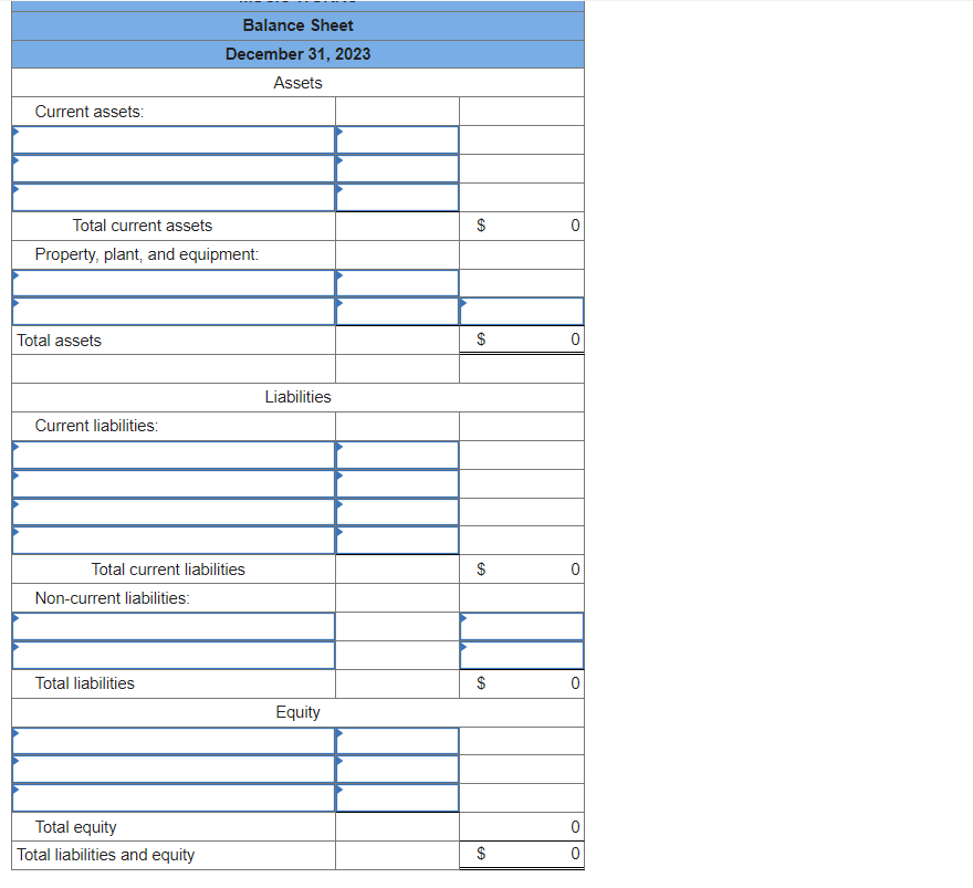 balance information for the year ended December 31, 2023, appears below. *Assume