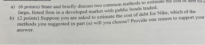  TOR a) (6 points) State and briefly discuss two common methods