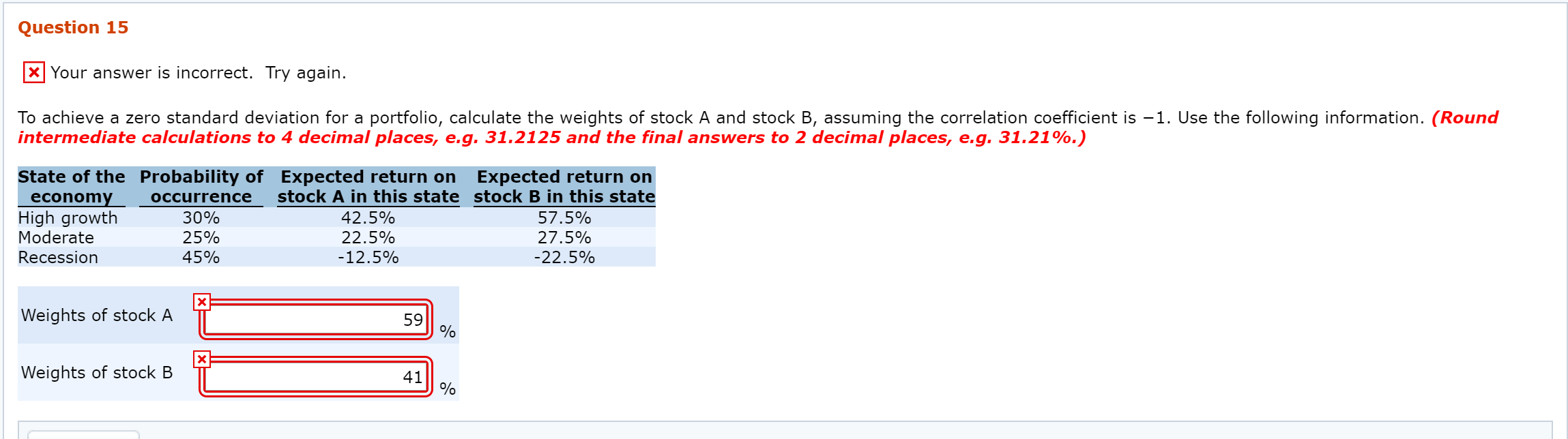 Question 15 * Your answer is incorrect. Try again. To achieve