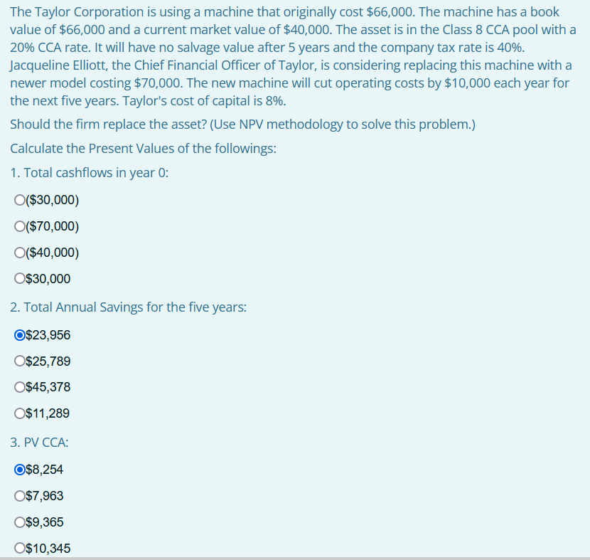  The Taylor Corporation is using a machine that originally cost $66,000.