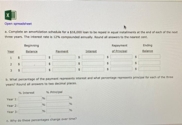  please show excel format and show all work please Open spreadsheet