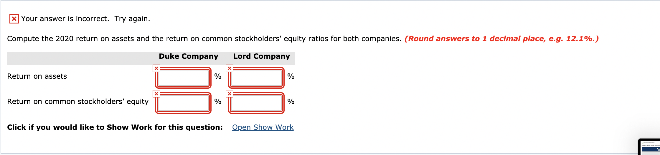 of December 31, 2020, and December 31, 2019. Duke Company Lord Company