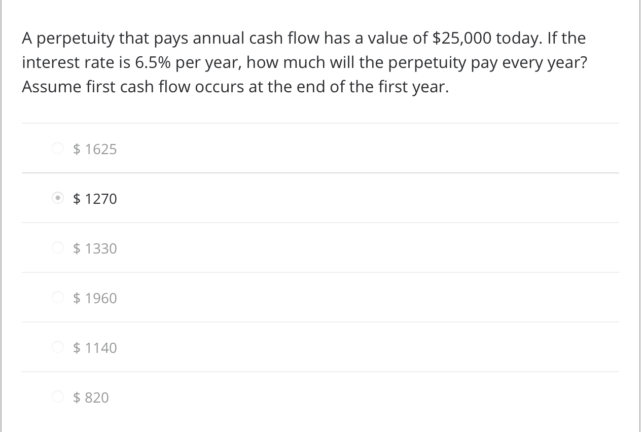 perpetuity on the date that it is purchased, given that the interest