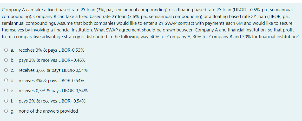 with solutions Company A can take a fixed based rate 2Y loan