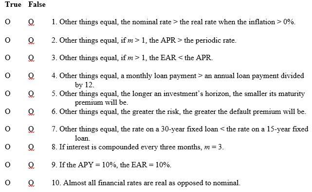  True False 0 O 1. Other things equal, the nominal rate