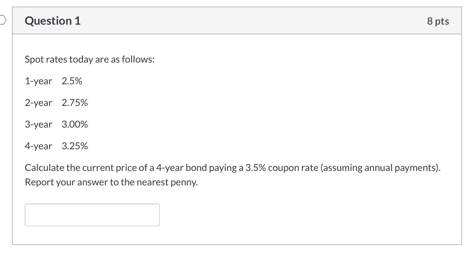 Show work in excel with formulas Question 1 8 pts Spot