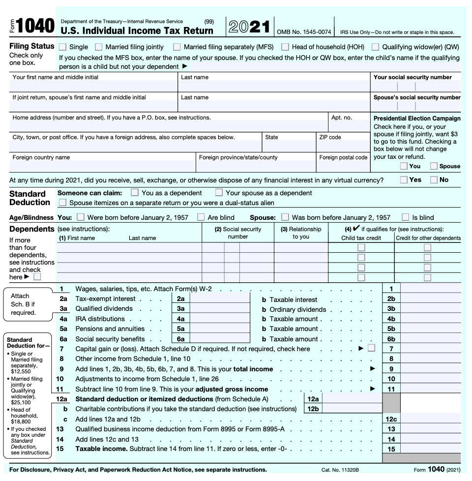 in the required parts within the Form 1040. You need NOT consider