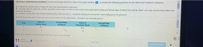  help please a-e and the table Solving a compensive prompted w