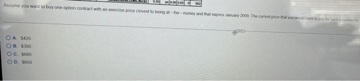 below. Consider the following information on options from the CBOE for Merck: