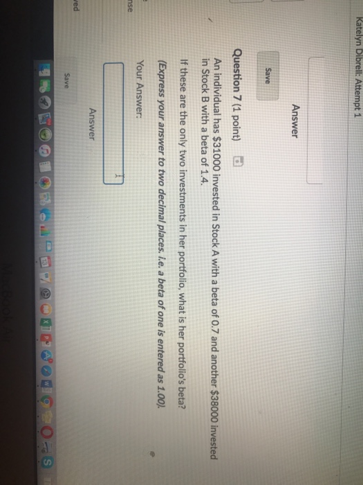  atelyn Dibrell: Attempt 1 Answer Question 7 (1 point) An individual