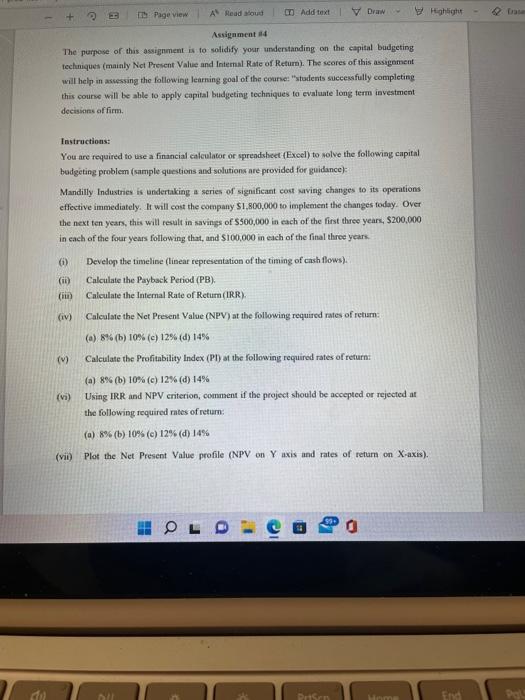  Page view + A Read oud m Add textDraw Highlight Assignment