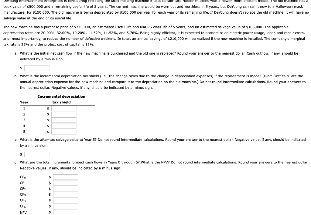 Please help me solve this question De Young Entertainment Enterprises is considering