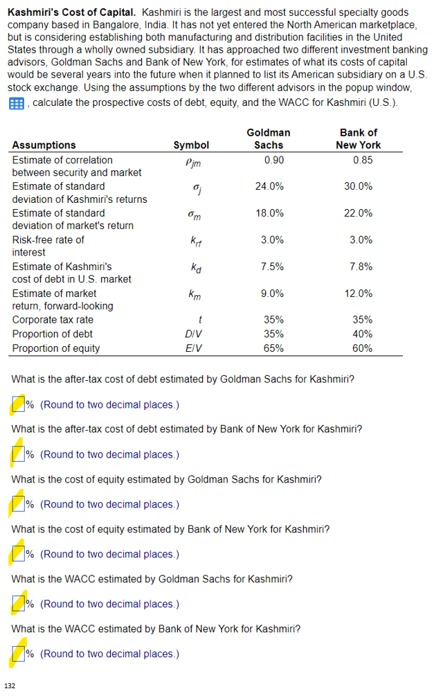 SHOW ALL WORK FOR ALL HIGHLIGHTED, AND ROUND ALL VALUES TO 5