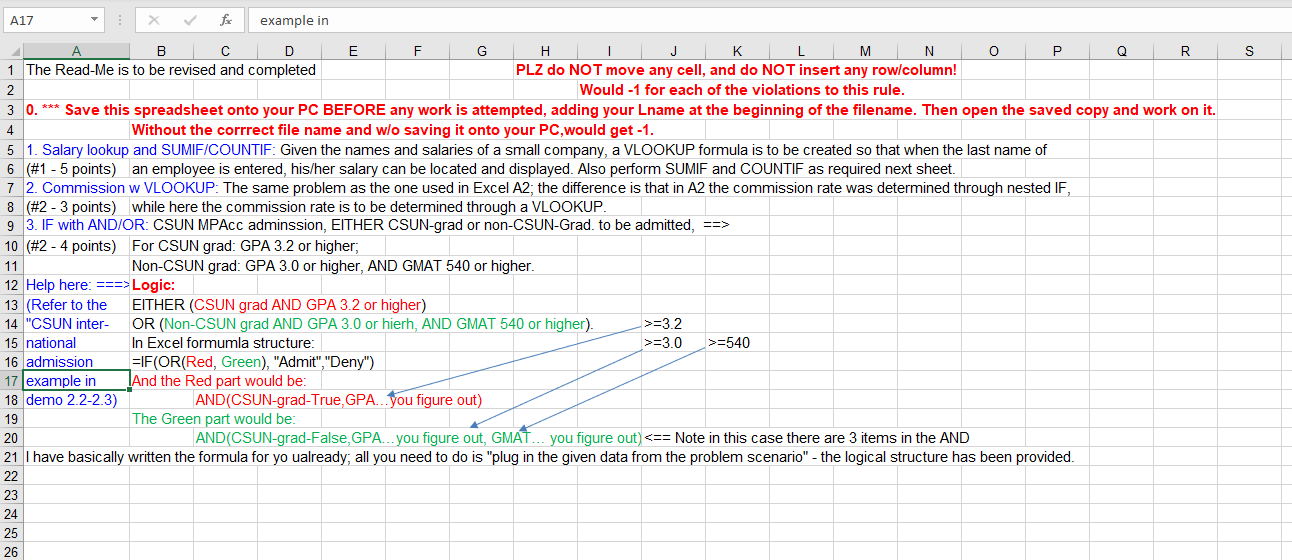  A17 example in F 0 Q s B C D E