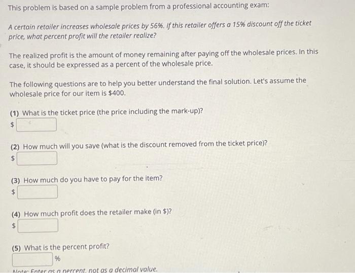  This problem is based on a sample problem from a professional