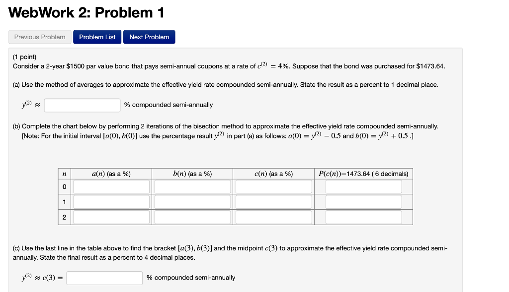  WebWork 2: Problem 1 Previous Problem Problem List Next Problem (1