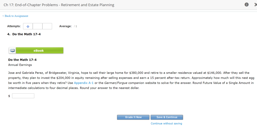 Ch 17: End-of-Chapter Problems - Retirement and Estate Planning