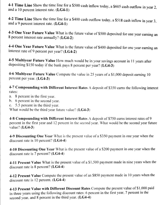  4-1 Time Line Show the time line for a S and