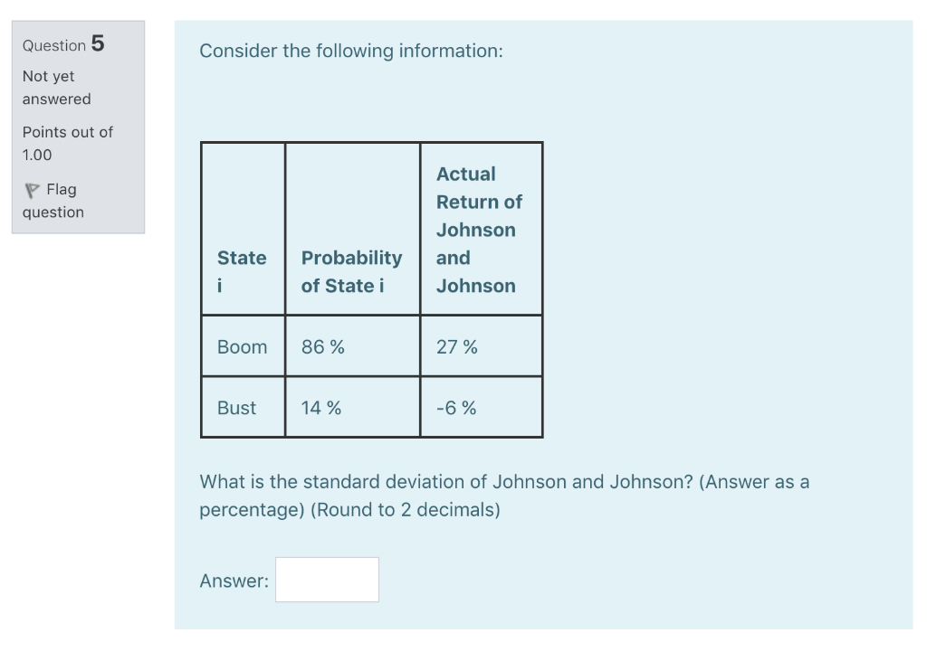 places.) Answer: 8.5 Question 2 Consider the following information: Not yet answered