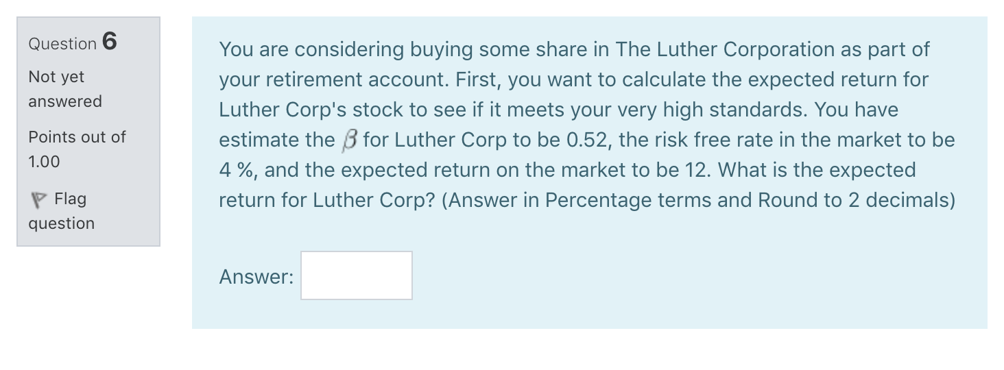 Points out of 1.00 P Flag question Actual Return of Keithley Industries