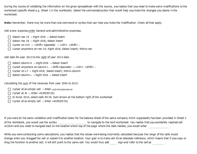using Excel in Finance? Based on your knowledge of the tool, check