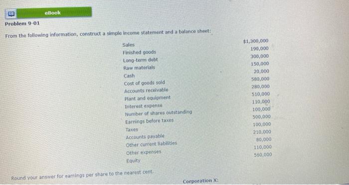 ... Round your answer for earnings per share to the nearest cent.