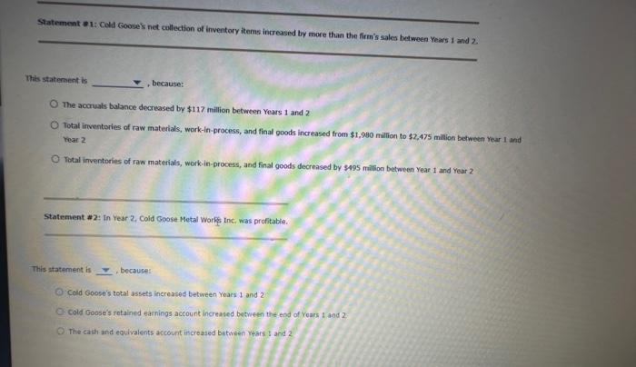 more than the firm's sales between Years 1 and 2. This statenent