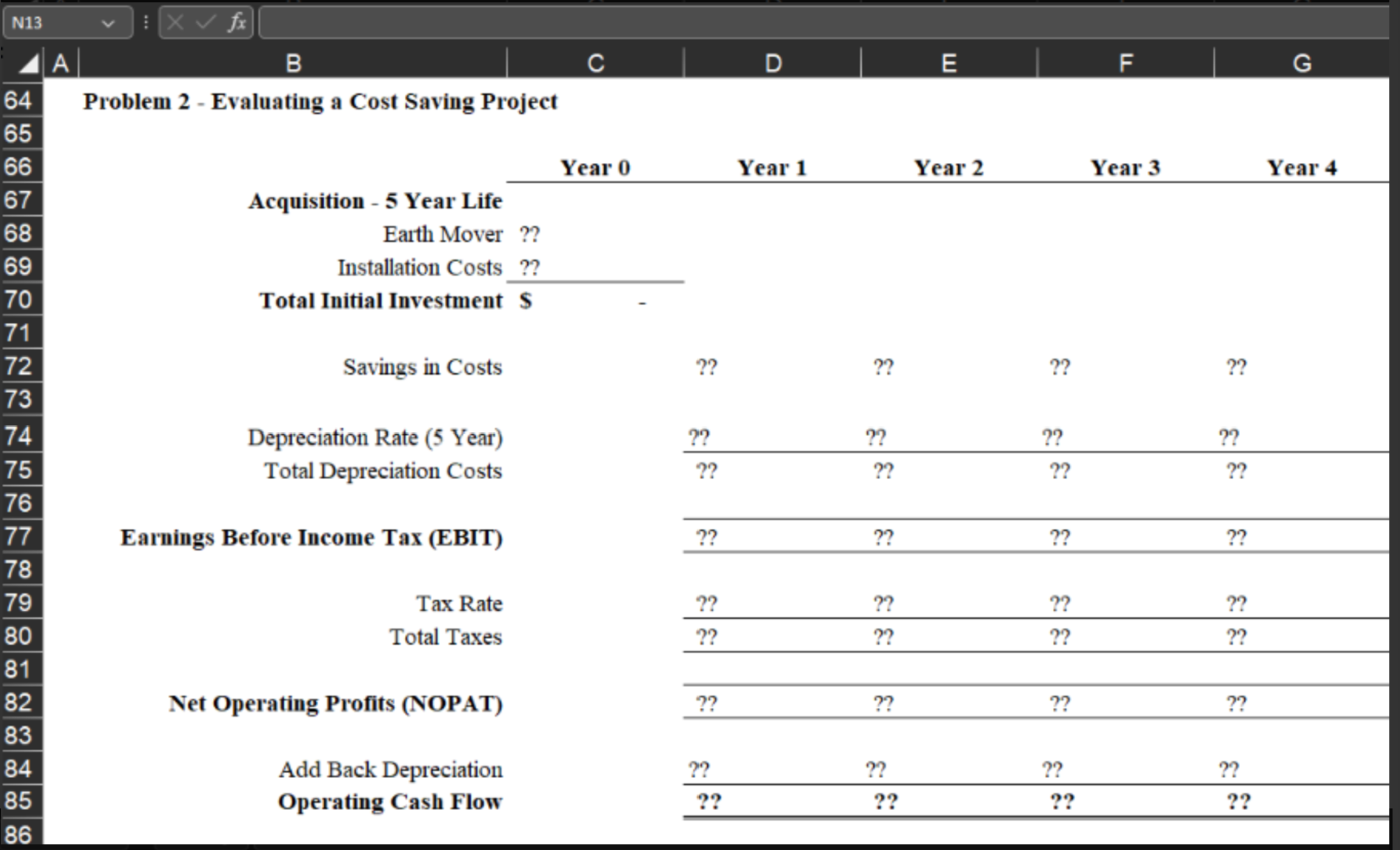 Solve all problems in the Excel file provided Problem 2 You have