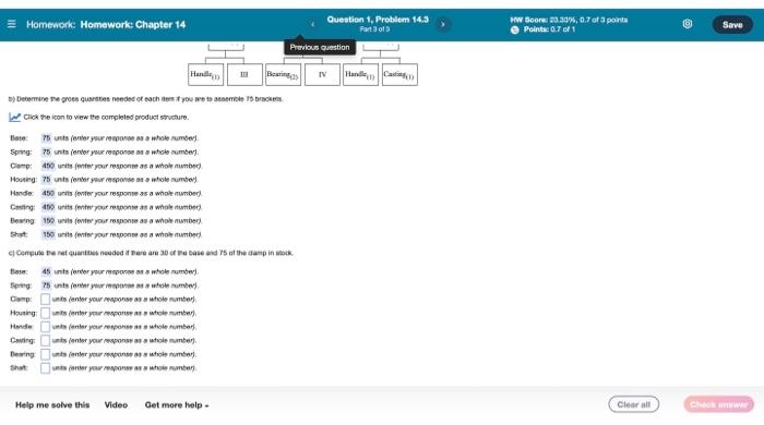 help. i cant get part c. thanks. Homework: Homework: Chapter 14 Question