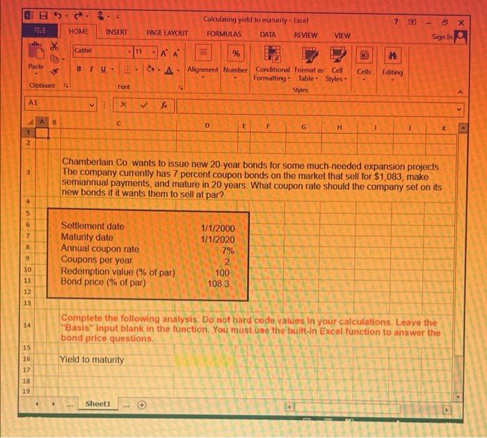  3. ? 5 x SILE Calculating yield to maturity - Excel