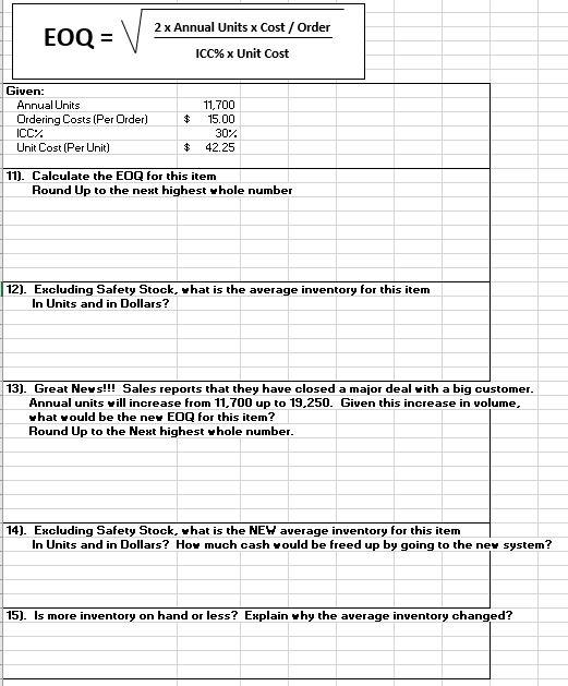 EOQ=IcC%Unitcost2AnnualUnitsCost/Order