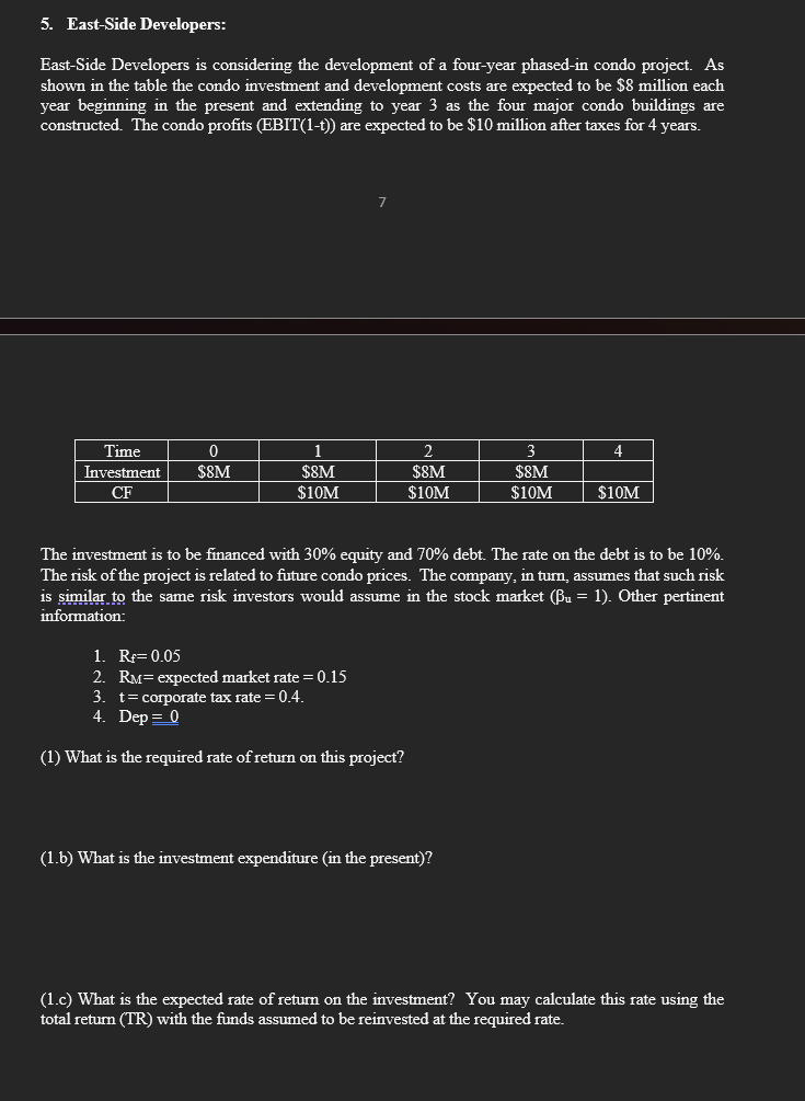  East-Side Developers is considering the development of a four-year phased-in condo
