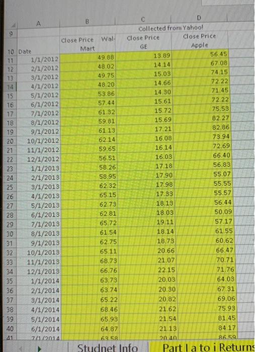 for the following equal weighted portfolios: 1) Wal-Mart and GE ID) Wal-Mart