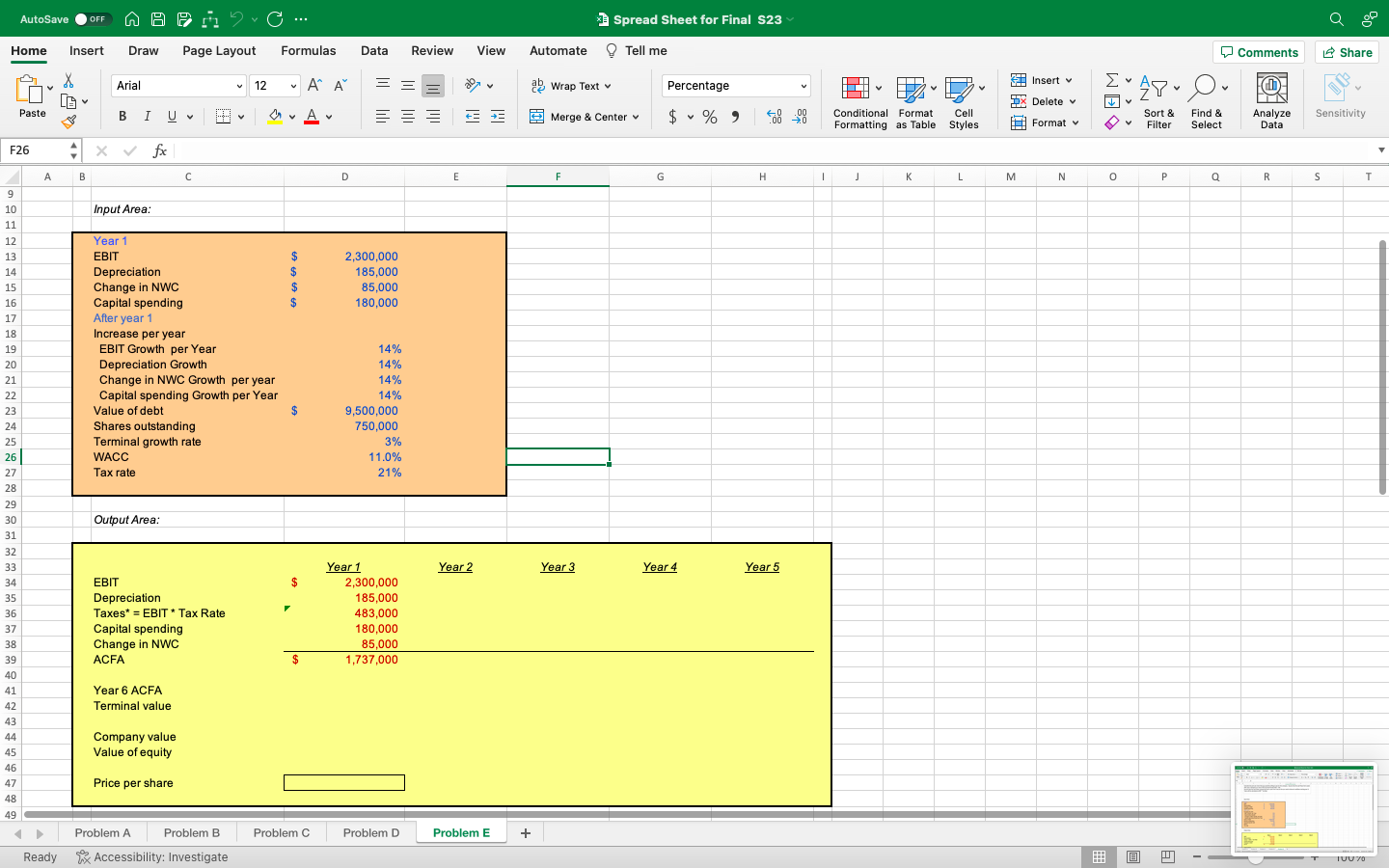 AutoSave Spread Sheet for Final S23 Spread Sheet for Final S23.xIsx Using