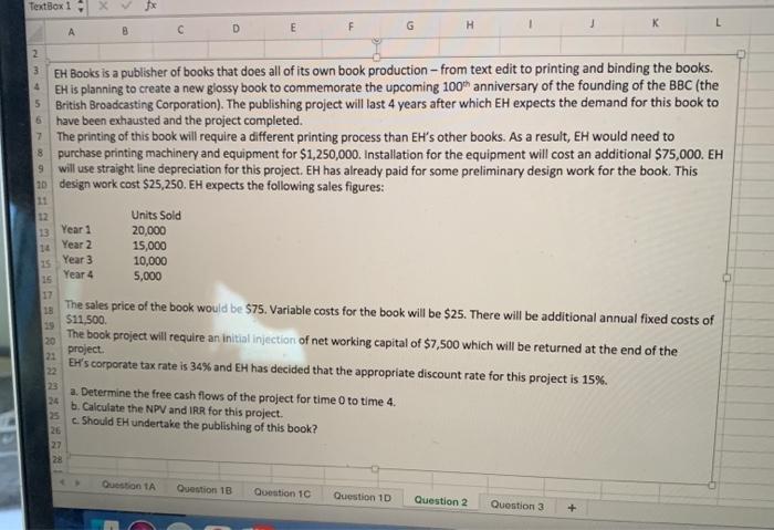  please include excel instructions TextBox 1xVf F K H D G