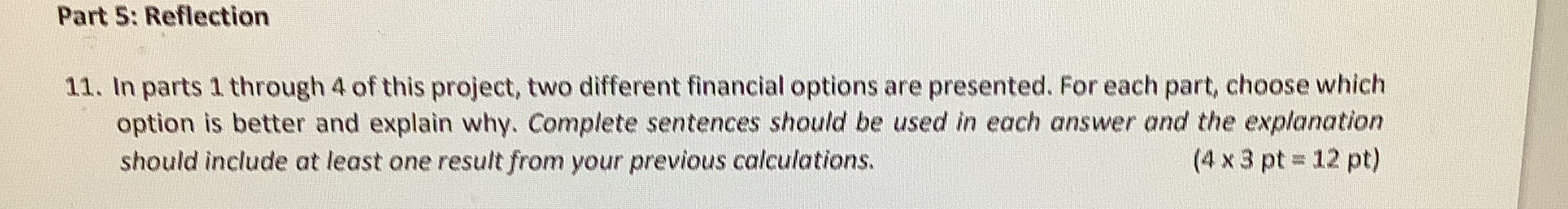  Part 5: Reflection 11. In parts 1 through 4 of this