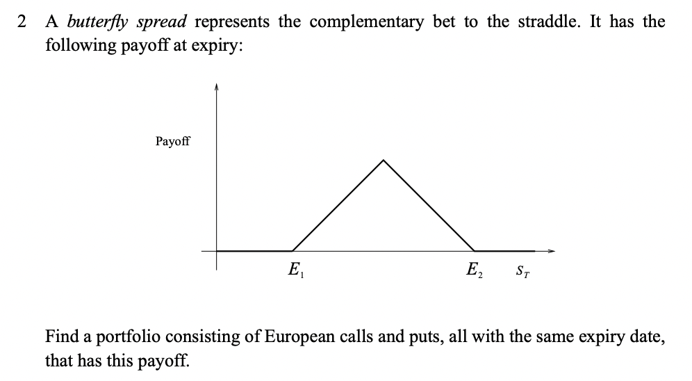  2 A butterfly spread represents the complementary bet to the straddle.