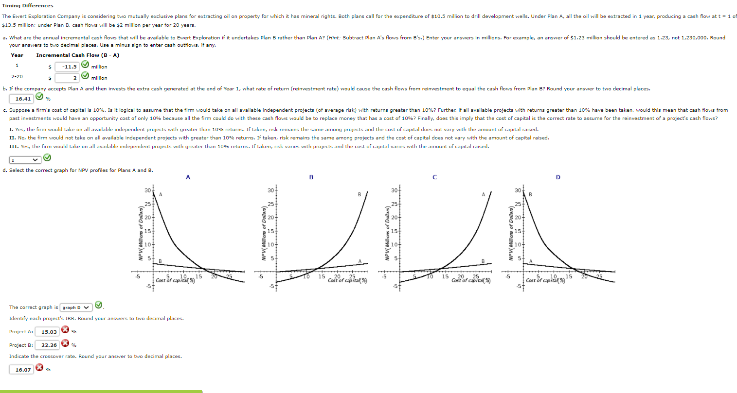 1 Timing Differences The Evert Exploration Company is considering two mutually