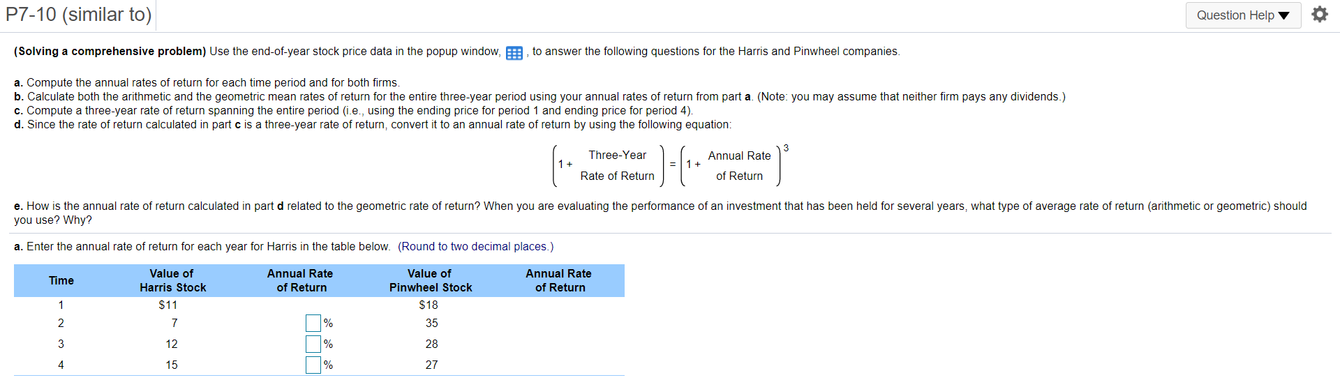  P7-10 (similar to) Question Help (Solving a comprehensive problem) Use the