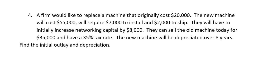  4. A firm would like to replace a machine that originally