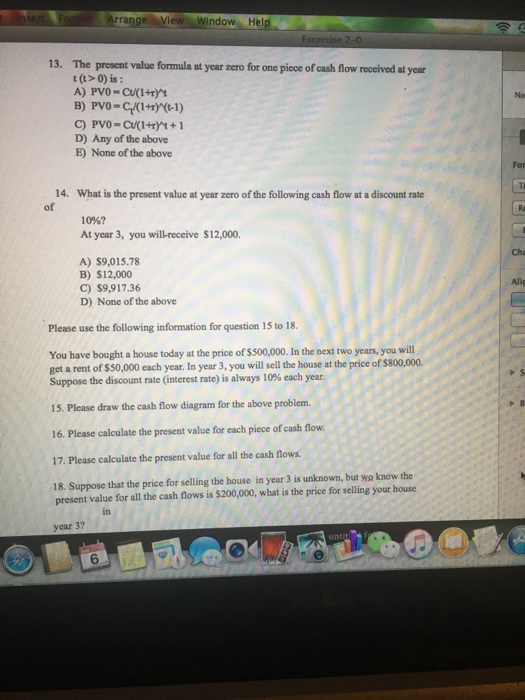  rrange View Window Hel 13. The present value formula at year