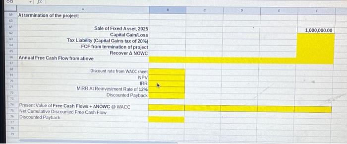 flow would require an initial $9,000,000 equipment investment Terminal Cash flow would