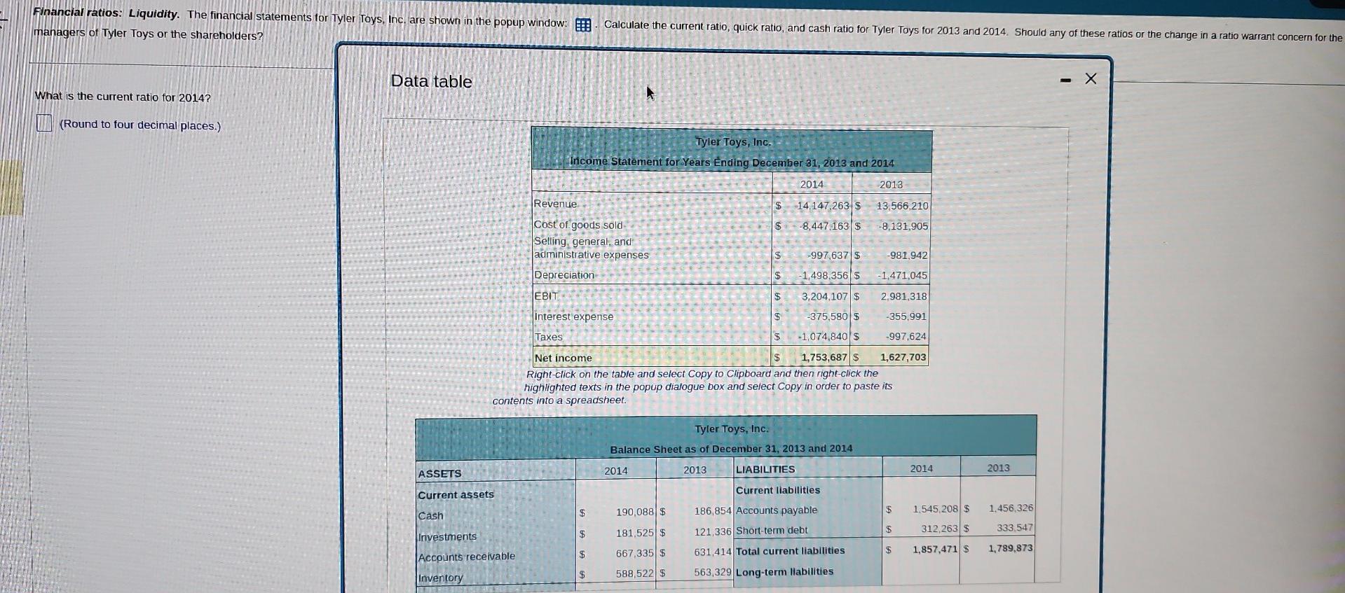 What is the current ratio for 2014 ? (Round to four