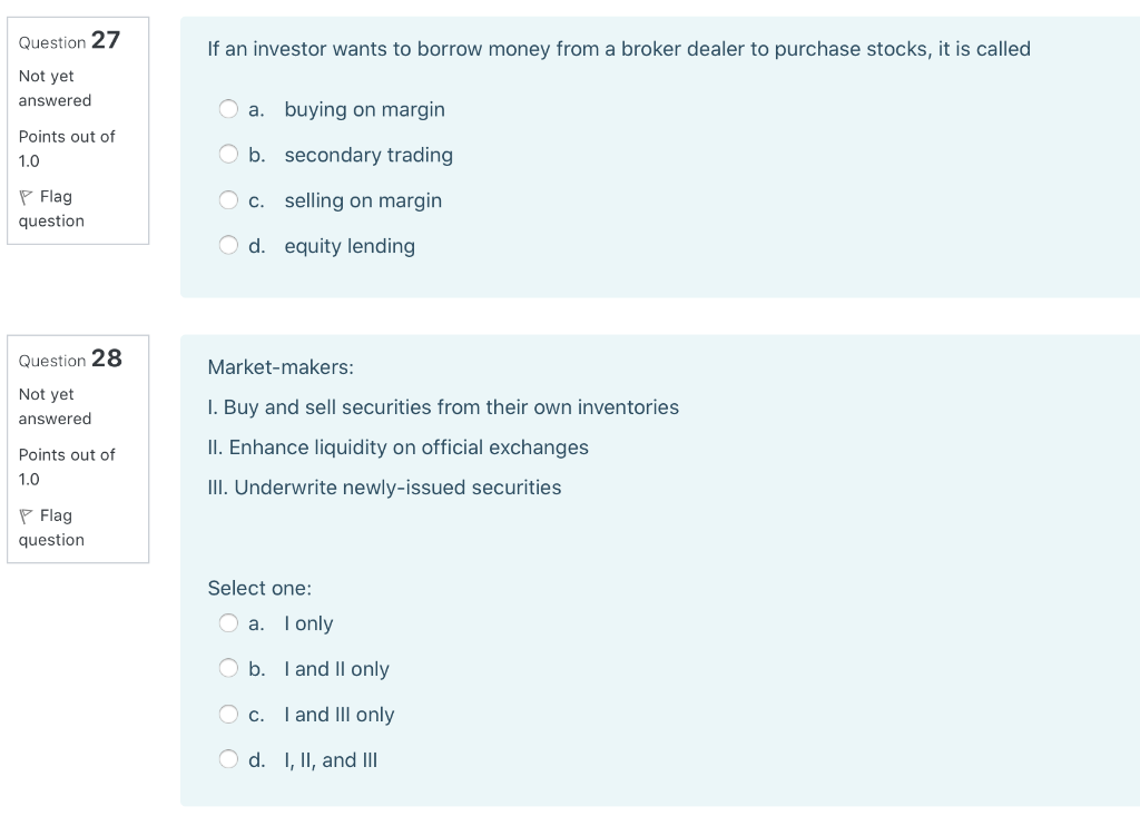  please answer all, I will upvote! Question 27 If an investor
