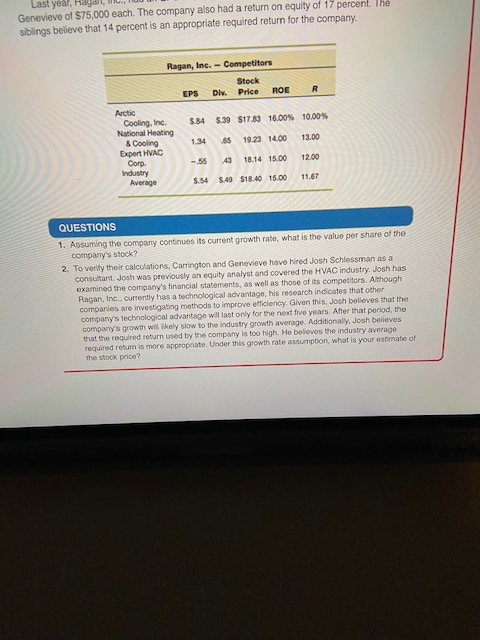 CHAPTER CASE STOCK VALUATION AT RAGAN, INC. D agan, Inc., was founded