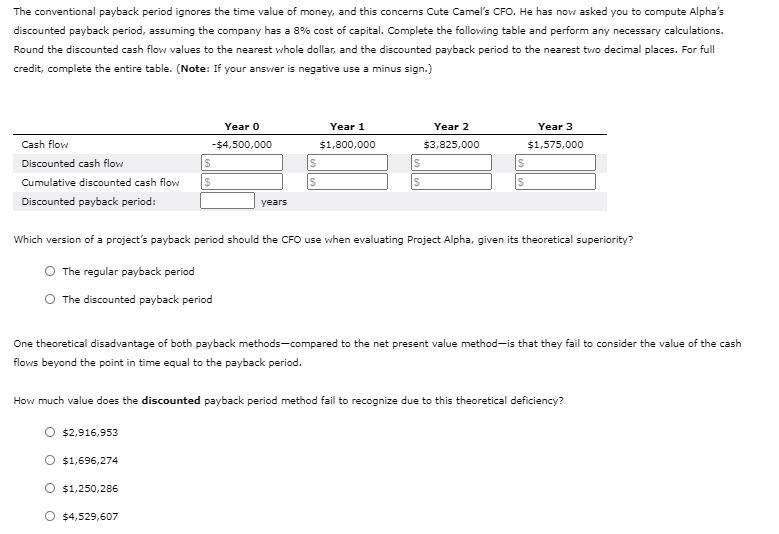 payback period that helps in their capital budgeting decisions. Consider the case