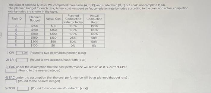  The project contains 6 tasks. We completed three tasks (A,B,C), and