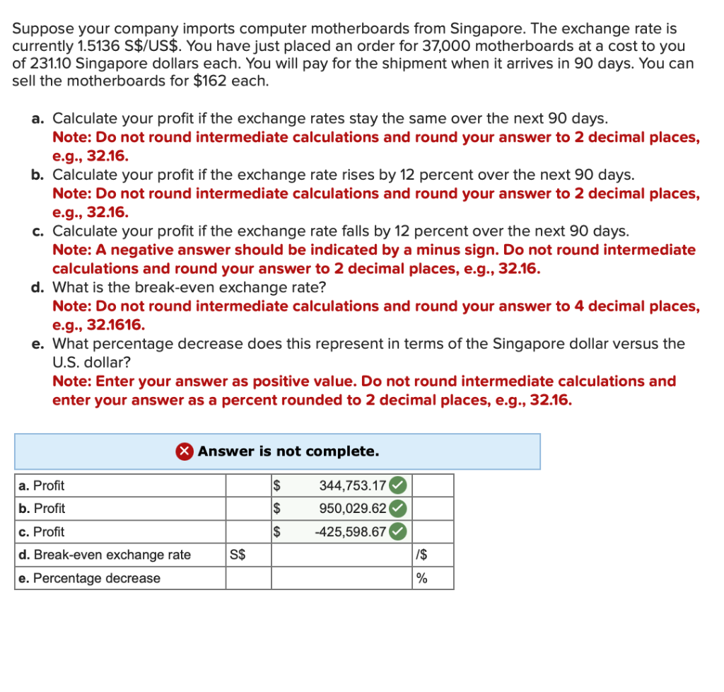 Please answer D. and E. Suppose your company imports computer motherboards from
