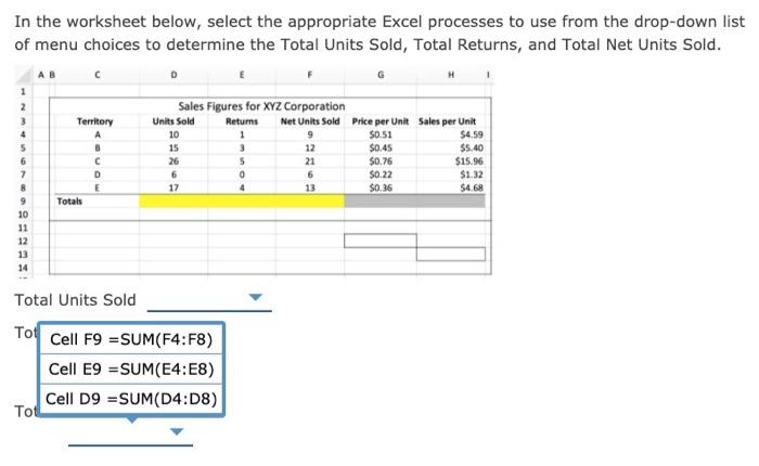 Sold, Total Returns, and Total Net Units Sold. AB 1 2 3