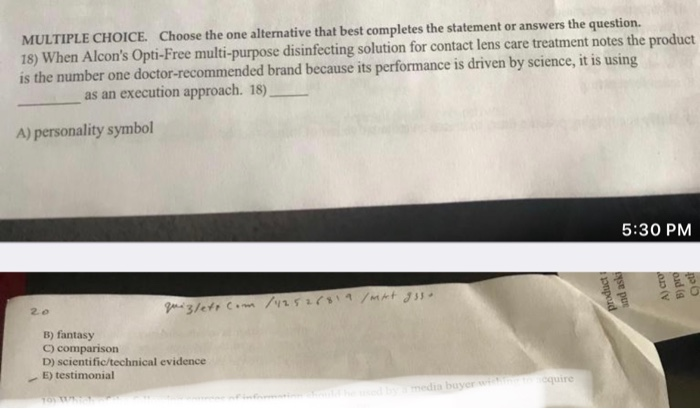  MULTIPLE CHOICE Choose the one alternative that best completes the statement